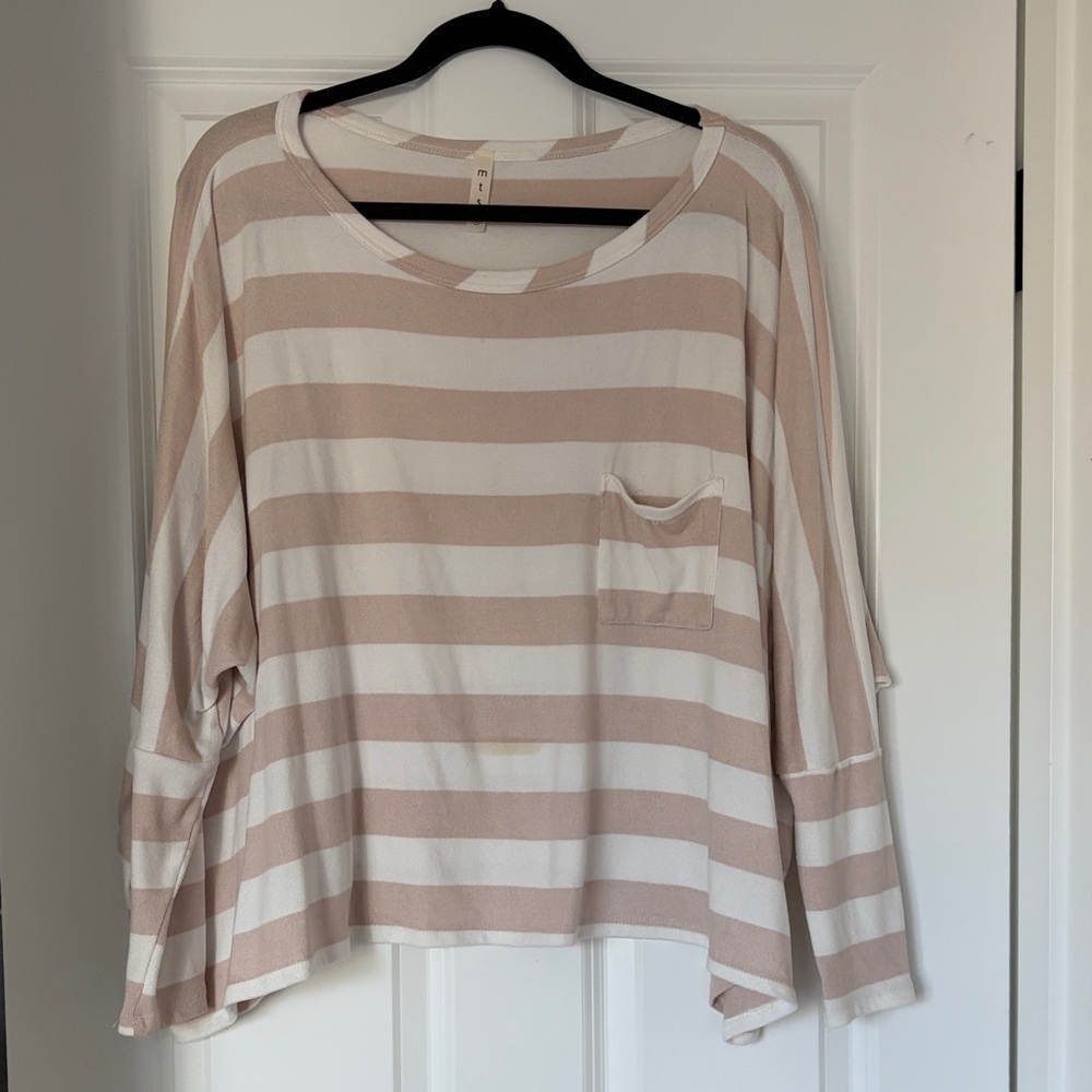 Striped Beige and White Women's Top